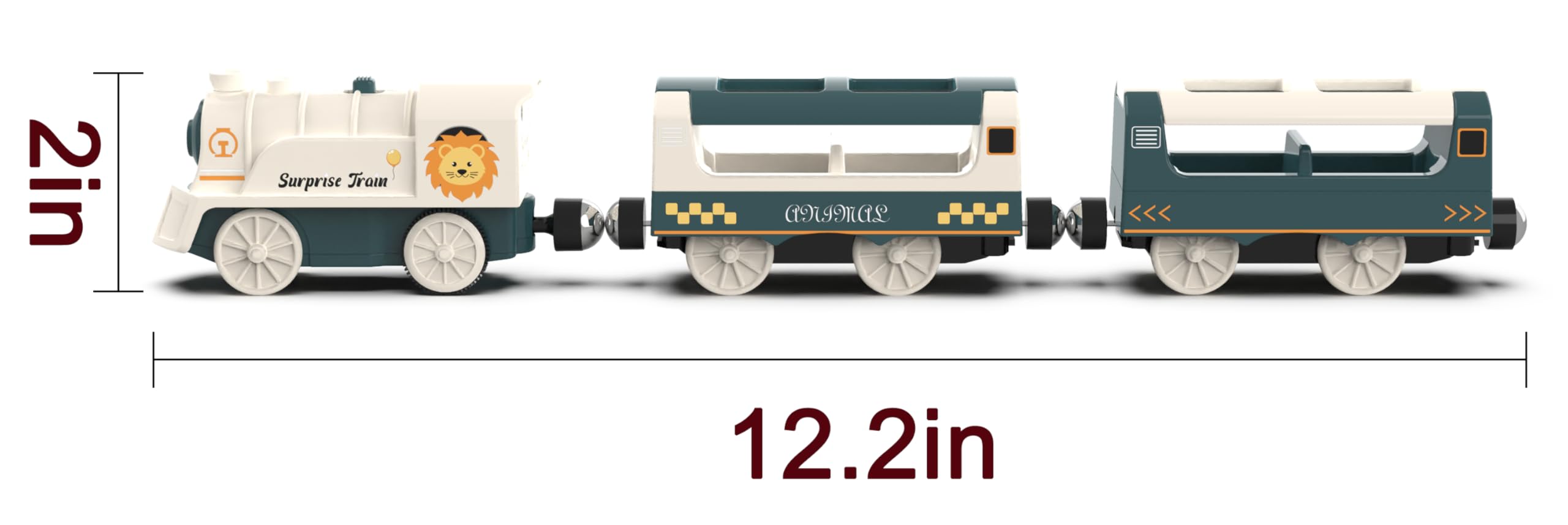 Battery Powered Train Set for Wooden Railway - 3-Piece Motorized Locomotive with Lights & Sounds - Compatible with Thomas & Friends, Brio, Chuggington