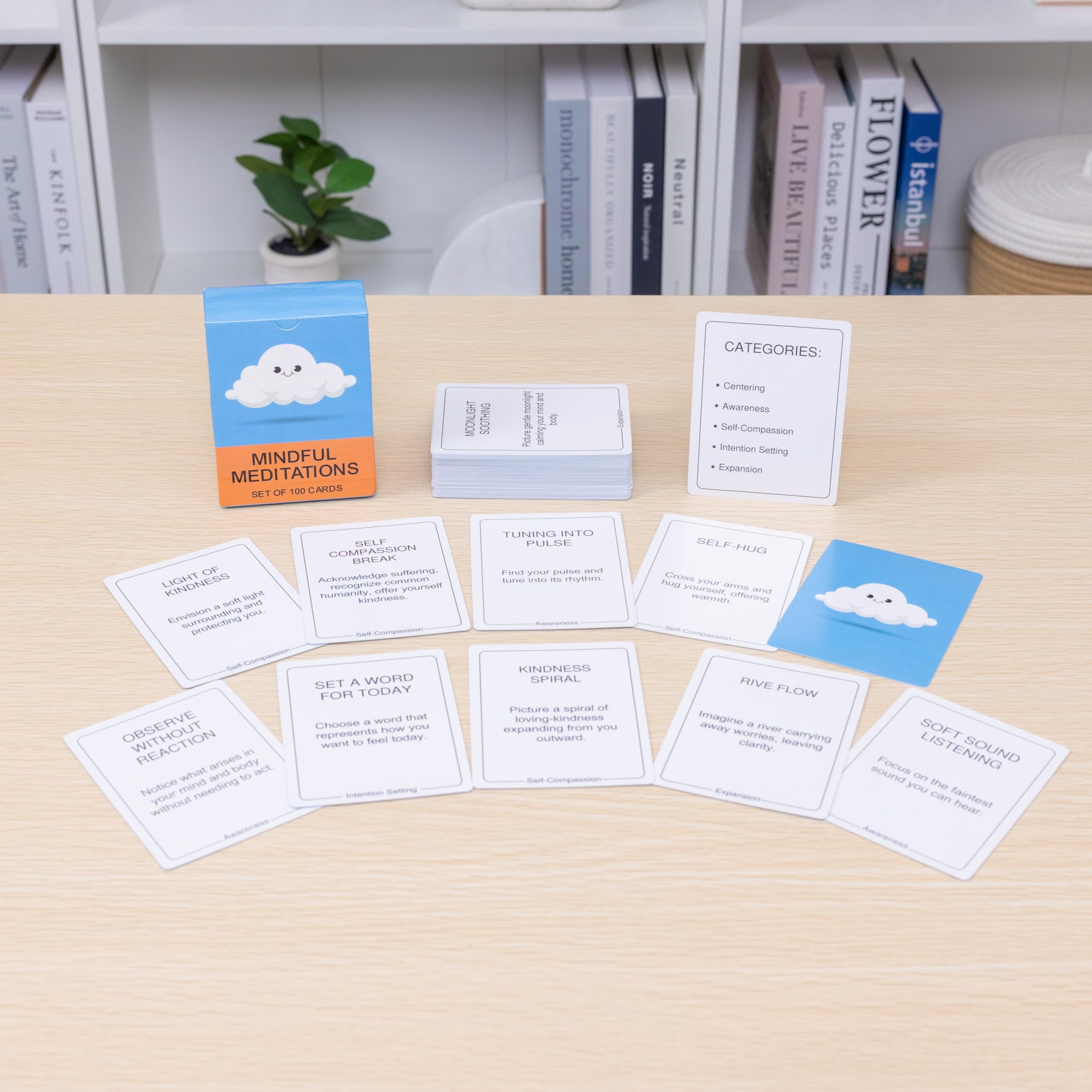 BayWel 100 Mindful Meditations Cards – Guided Prompts for Stress Relief, Focus & Self-Care