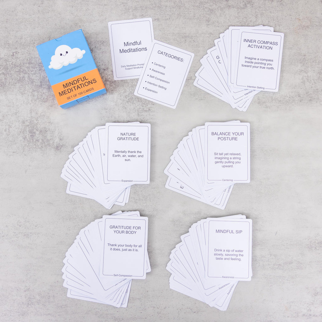 BayWel 100 Mindful Meditations Cards – Guided Prompts for Stress Relief, Focus & Self-Care