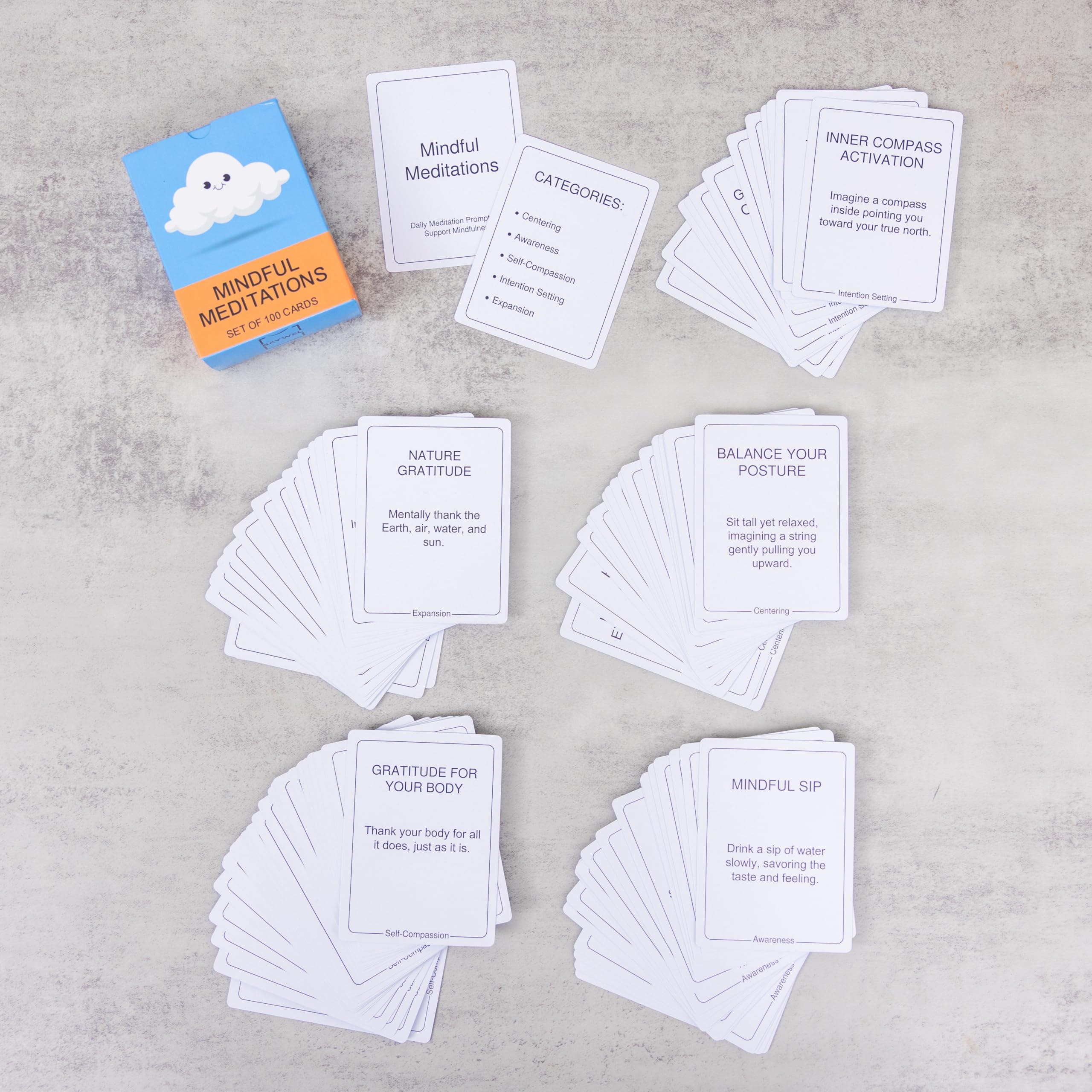 BayWel 100 Mindful Meditations Cards – Guided Prompts for Stress Relief, Focus & Self-Care