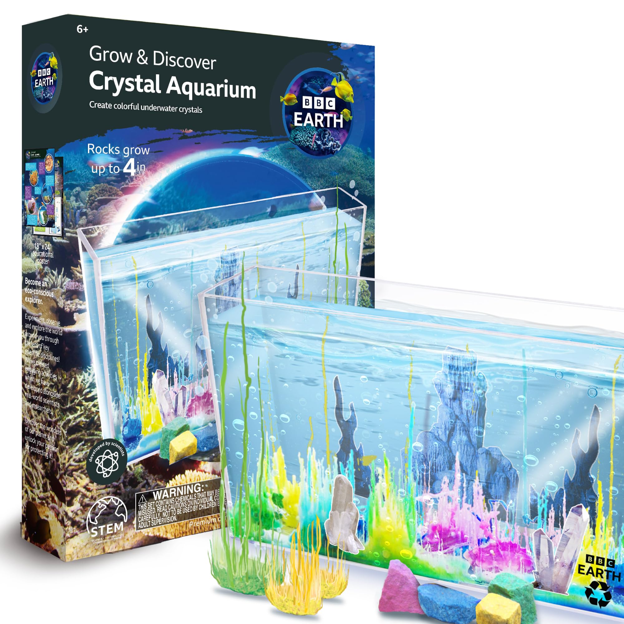 BBC Earth Crystal Aquarium: Colorful Crystal Growing Kit for Kids Ages 6+