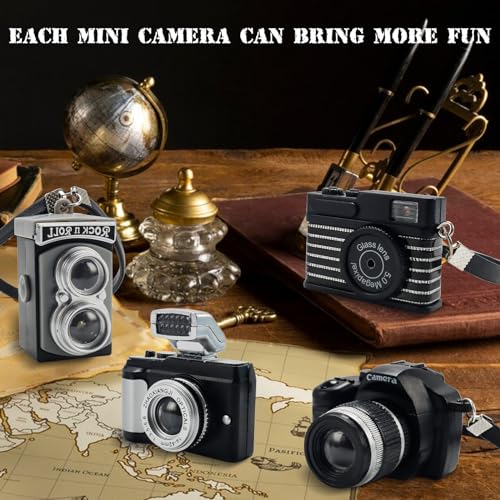 Bbiamsleep 4-Pack Miniature Cameras 1:4 Scale Dollhouse Photography Props - Vintage & Digital SLR Models