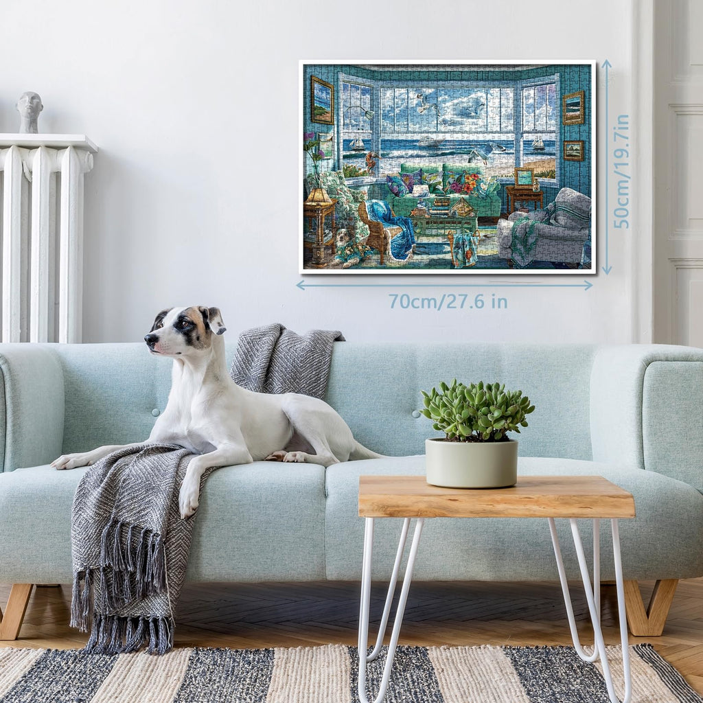 BBOLDIN 1000-Piece Beach Summer House Puzzle - Ocean Scene, 27.6x19.7 Inches