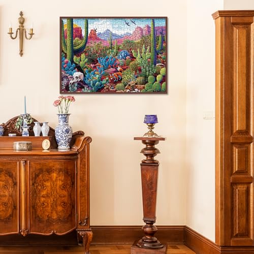 BBOLDIN 1000-Piece Cactus Landscape Jigsaw Puzzle – Desert Oasis Art with Wildlife, 27.5 x 19.7 Inches