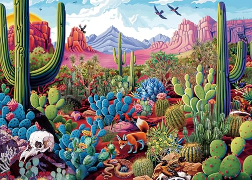 BBOLDIN 1000-Piece Cactus Landscape Jigsaw Puzzle – Desert Oasis Art with Wildlife, 27.5 x 19.7 Inches