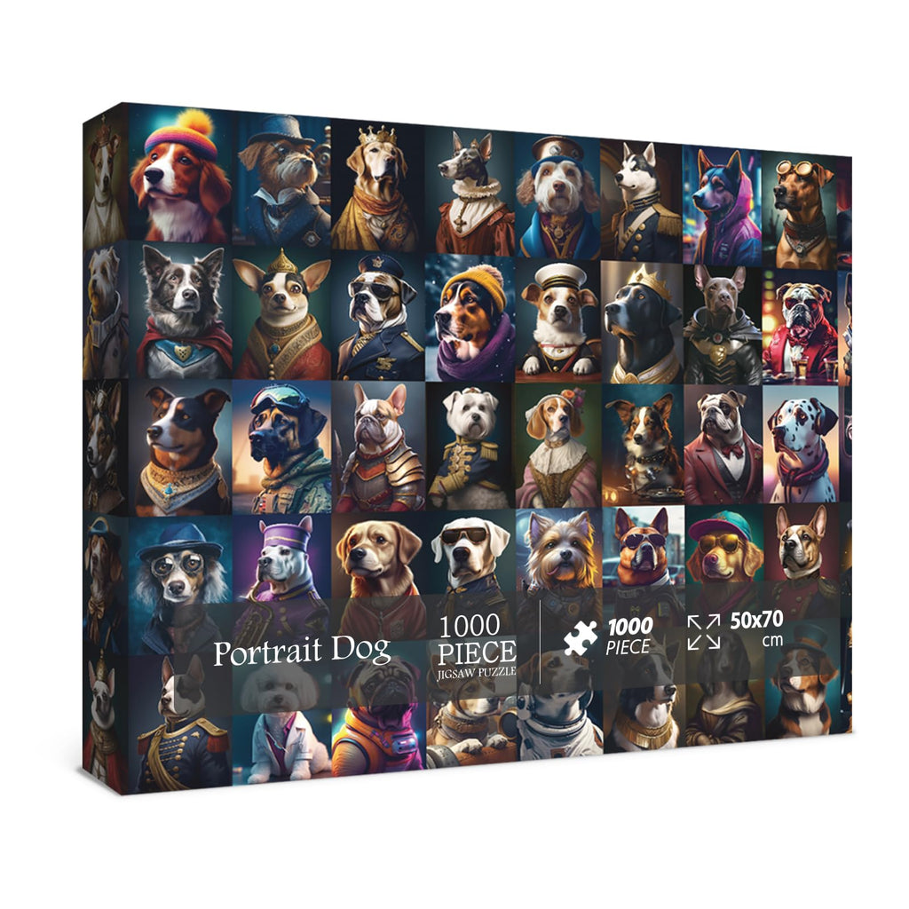 BBOLDIN 1000 Piece Dog Portrait Jigsaw Puzzle – 50 Breeds Collage for Adults