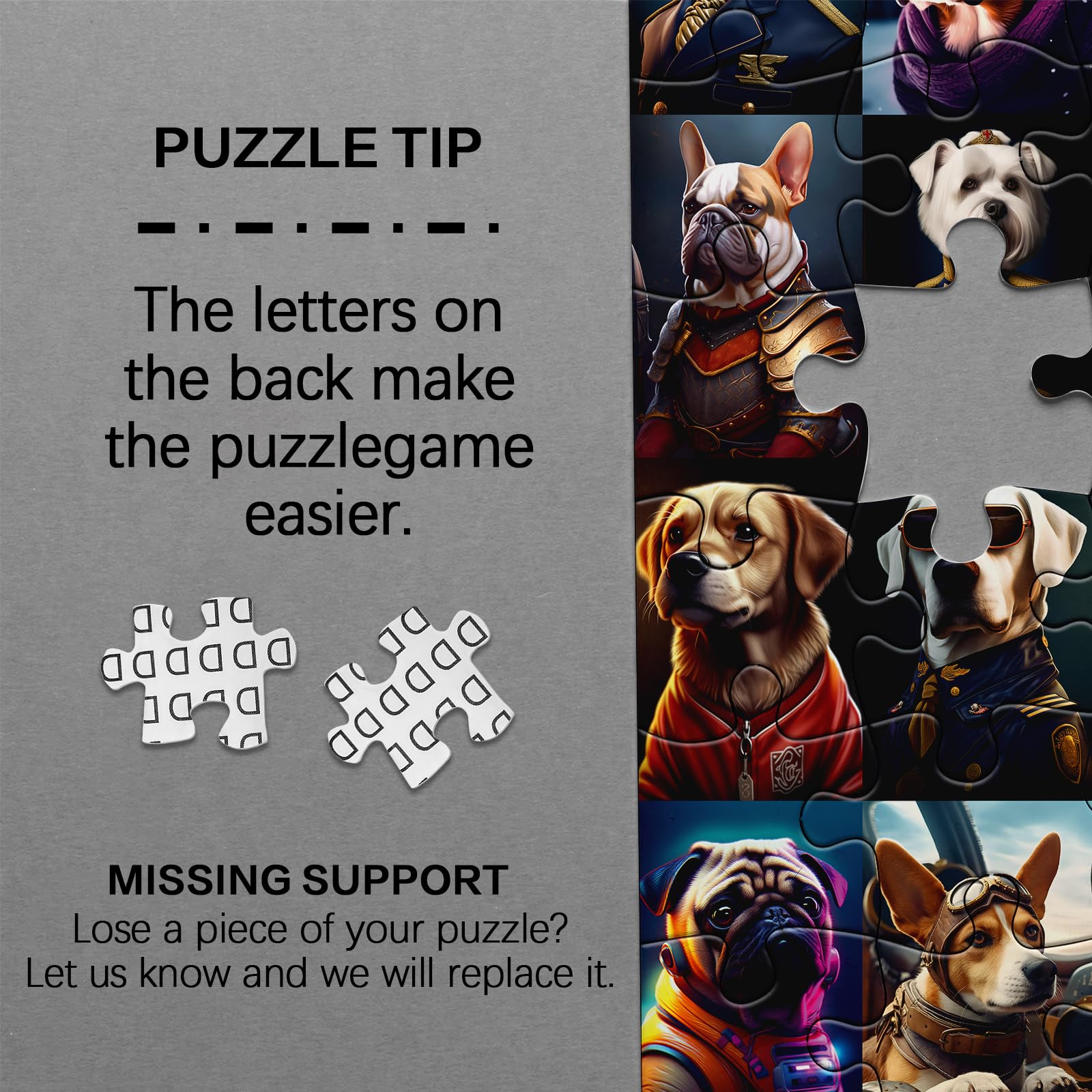 BBOLDIN 1000 Piece Dog Portrait Jigsaw Puzzle – 50 Breeds Collage for Adults