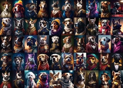 BBOLDIN 1000 Piece Dog Portrait Jigsaw Puzzle – 50 Breeds Collage for Adults