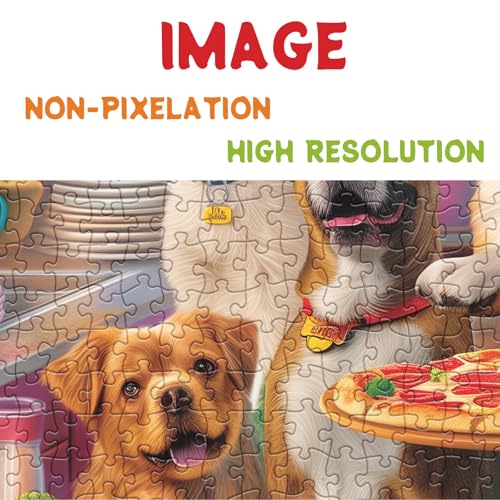 BBOLDIN 1000 Piece Dog Puppy Pizza Jigsaw Puzzle – Funny Kitchen Scene with Happy Dogs