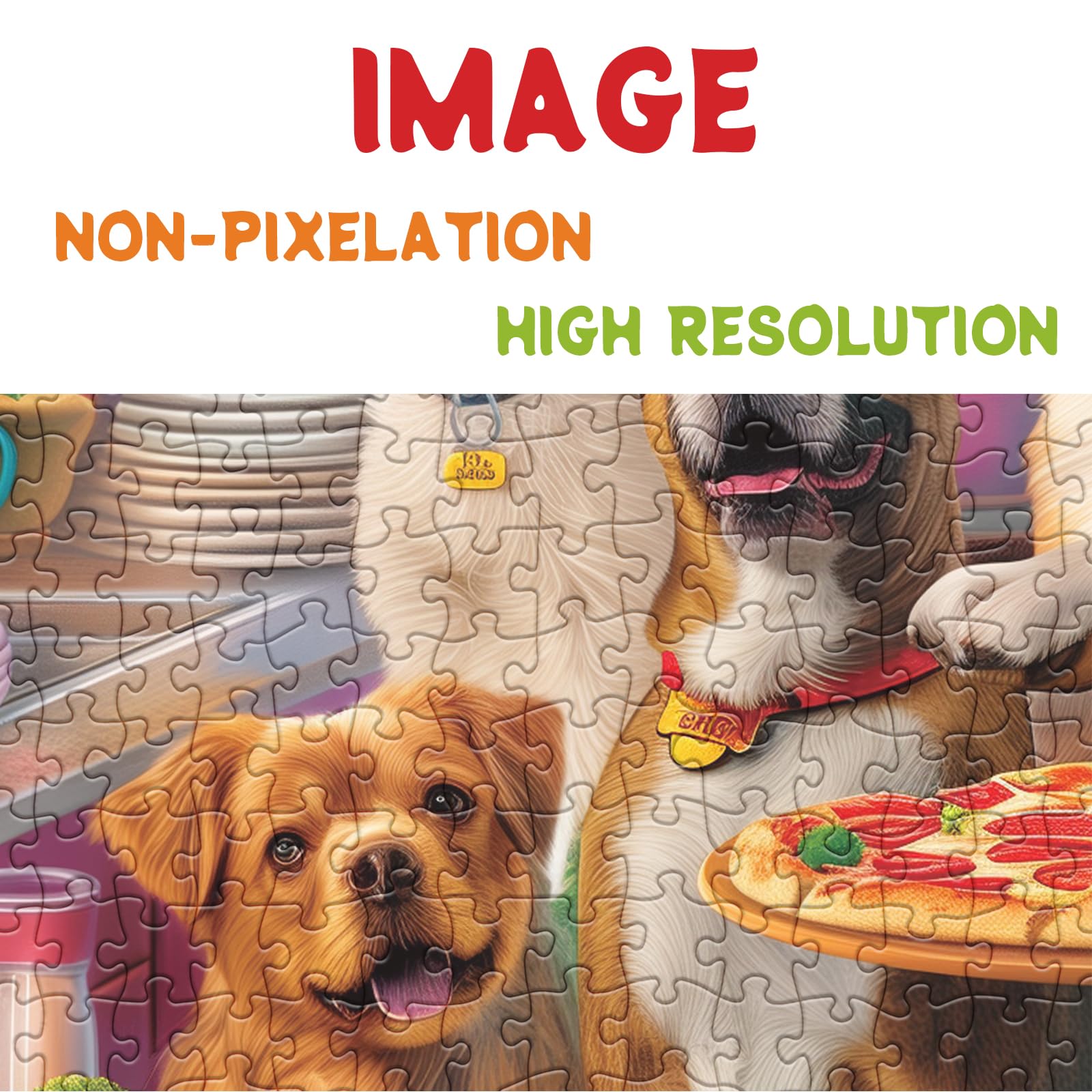 BBOLDIN 1000 Piece Dog Puppy Pizza Jigsaw Puzzle – Funny Kitchen Scene with Happy Dogs