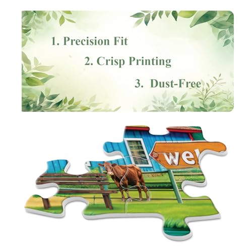 BBOLDIN 1000 Piece Farm Country Barn Puzzle - Nature Landscape Jigsaw with Flower, Bird, Cow