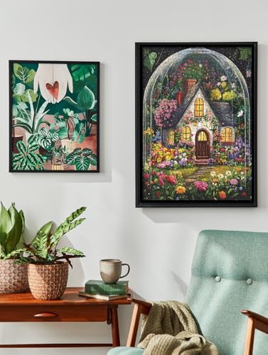 BBOLDIN 1000 Piece Flower Garden Jigsaw Puzzle – Floral Cottage in Glass Dome, 27.5x19.7 Inches
