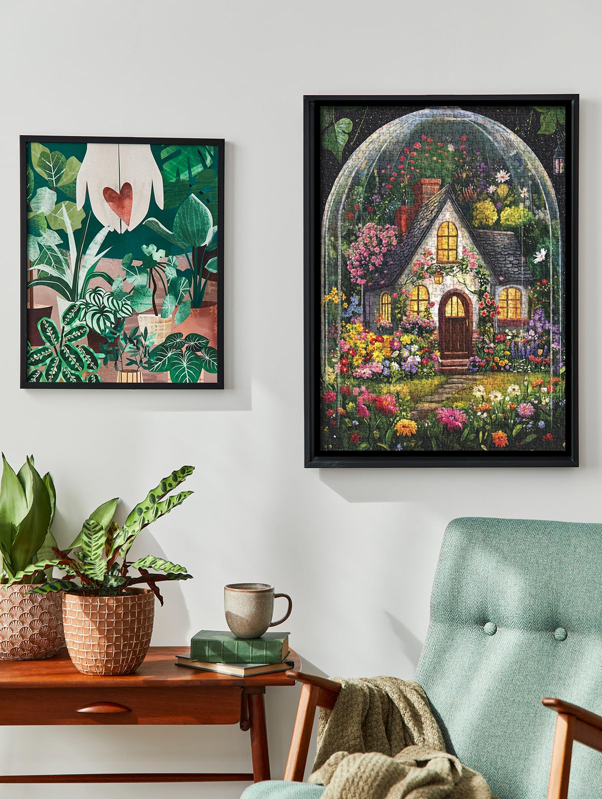 BBOLDIN 1000 Piece Flower Garden Jigsaw Puzzle – Floral Cottage in Glass Dome, 27.5x19.7 Inches