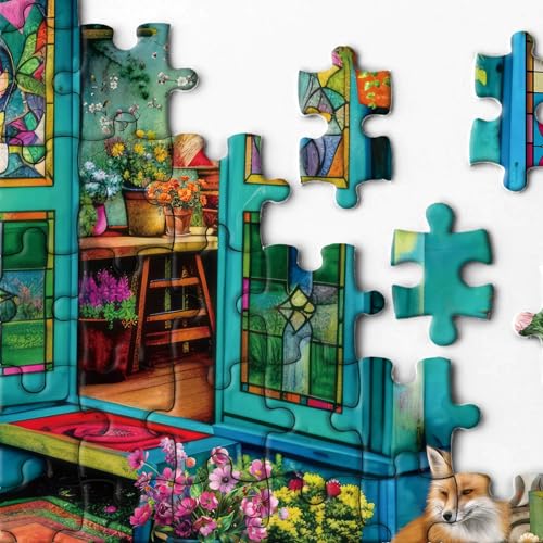 BBOLDIN 1000 Piece Garden Flower Puzzle – Cottage Scene Jigsaw for Adults