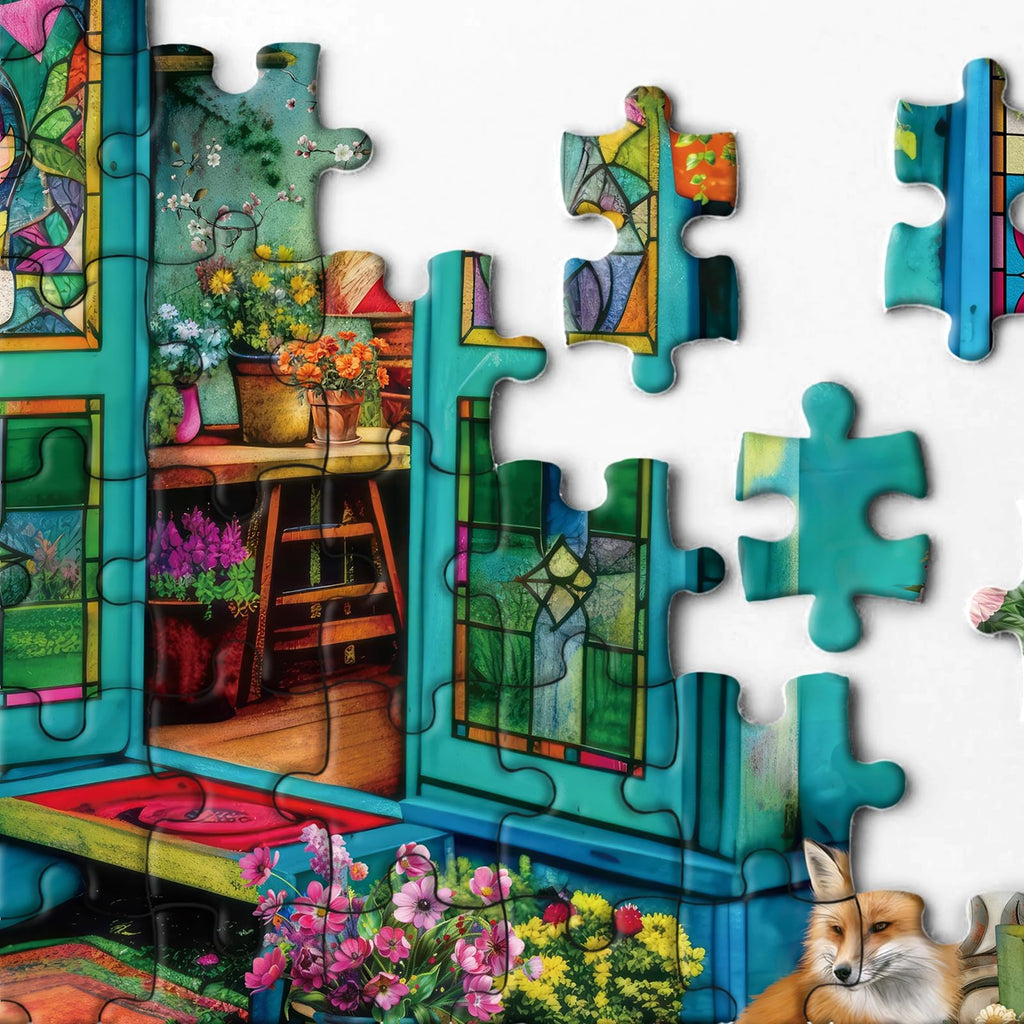 BBOLDIN 1000 Piece Garden Flower Puzzle – Cottage Scene Jigsaw for Adults