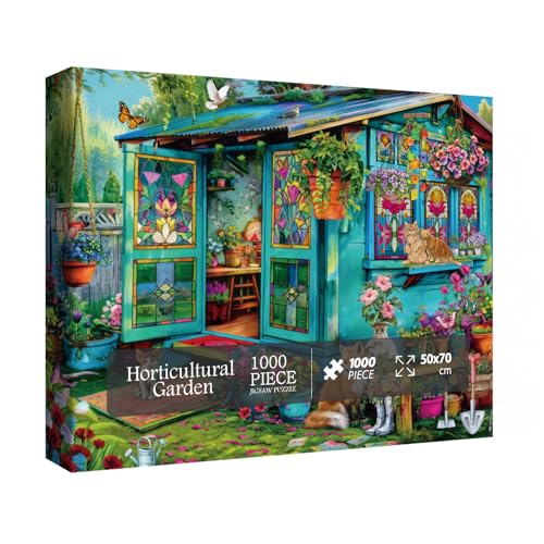 BBOLDIN 1000 Piece Garden Flower Puzzle – Cottage Scene Jigsaw for Adults