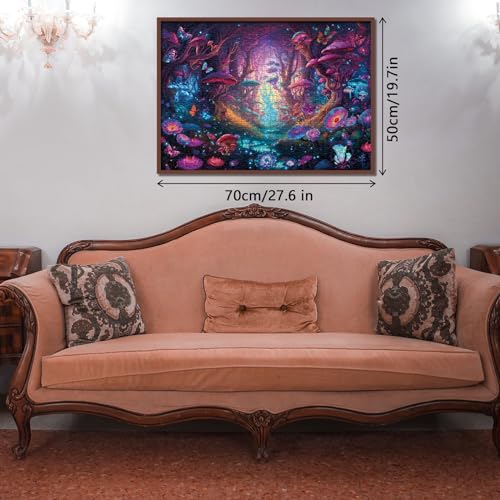 BBOLDIN 1000-Piece Magical Forest Puzzle: Glow-in-the-Dark Mushroom & Butterfly Jigsaw with Glitter Details