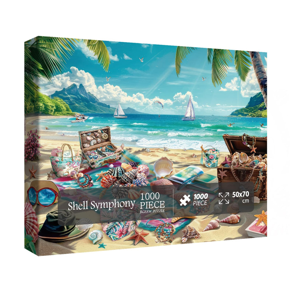 BBOLDIN 1000-Piece Seashell Beach Puzzle – Hawaii Summer Jigsaw with Reference Poster