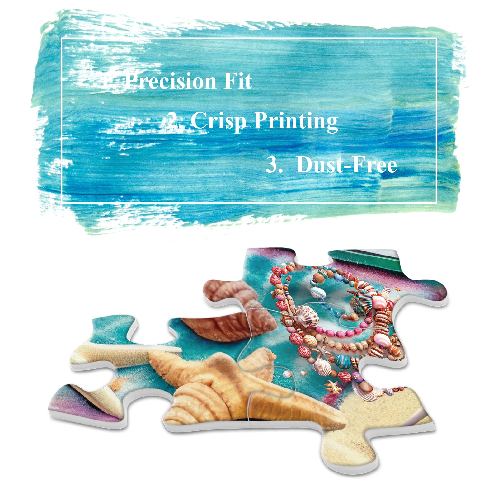 BBOLDIN 1000-Piece Seashell Beach Puzzle – Hawaii Summer Jigsaw with Reference Poster