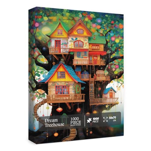 BBOLDIN 1000 Piece Tree House Puzzle – Colorful Fantasy Jigsaw for Adults