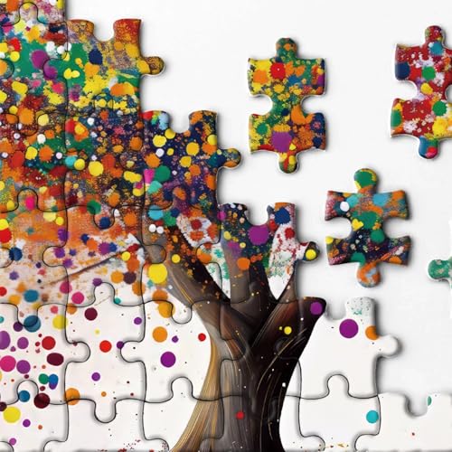 BBOLDIN Colorful Tree of Life Jigsaw Puzzle for Adults – 1000 Piece Rainbow Gradient Abstract Art, 27.6 x 19.7 Inches
