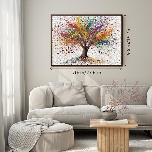 BBOLDIN Colorful Tree of Life Jigsaw Puzzle for Adults – 1000 Piece Rainbow Gradient Abstract Art, 27.6 x 19.7 Inches
