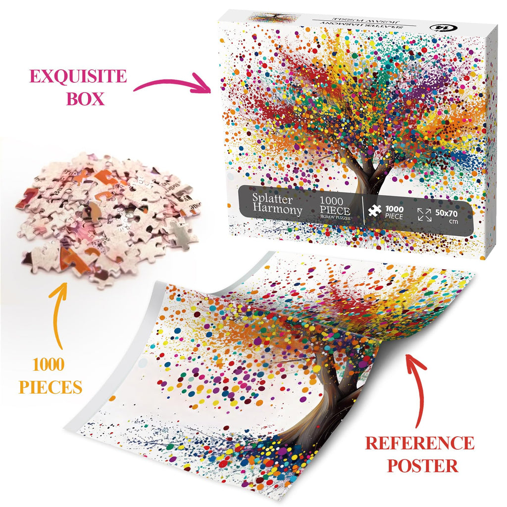 BBOLDIN Colorful Tree of Life Jigsaw Puzzle for Adults – 1000 Piece Rainbow Gradient Abstract Art, 27.6 x 19.7 Inches
