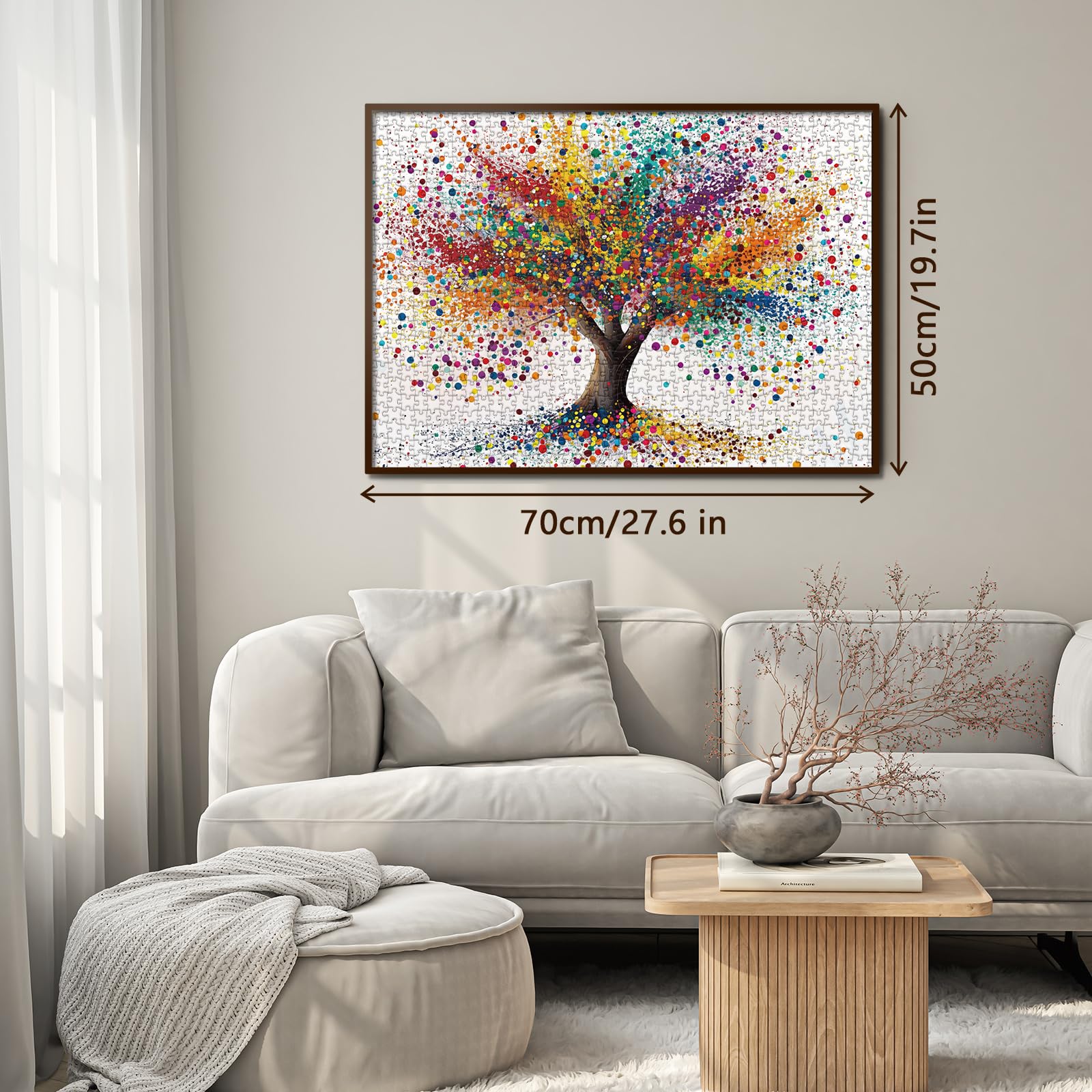 BBOLDIN Colorful Tree of Life Jigsaw Puzzle for Adults – 1000 Piece Rainbow Gradient Abstract Art, 27.6 x 19.7 Inches