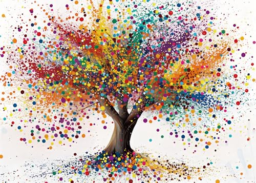 BBOLDIN Colorful Tree of Life Jigsaw Puzzle for Adults – 1000 Piece Rainbow Gradient Abstract Art, 27.6 x 19.7 Inches