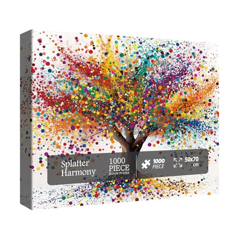 BBOLDIN Colorful Tree of Life Jigsaw Puzzle for Adults – 1000 Piece Rainbow Gradient Abstract Art, 27.6 x 19.7 Inches