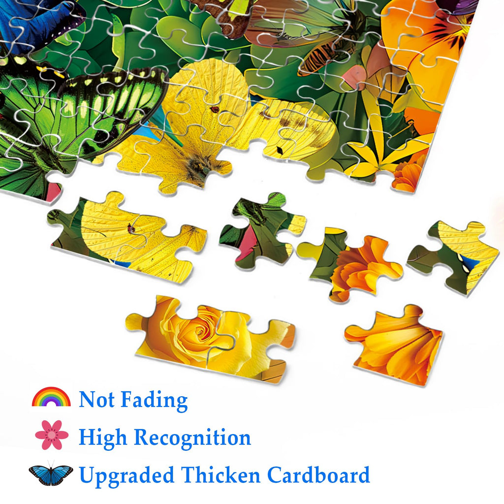 BBOLDIN Rainbow Flower Butterfly Puzzle 1000 Pieces for Adults – Colorful Garden Floral Jigsaw