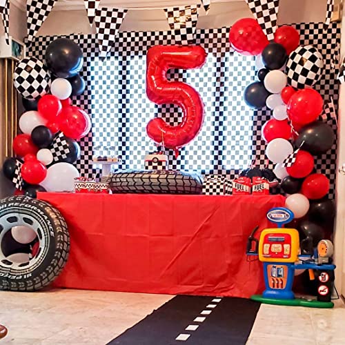 BBPOOL 148-Piece Race Car Balloon Arch Kit - 5/10/18 inch Checkered & Latex Balloons for Birthday Party Decorations
