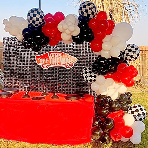 BBPOOL 148-Piece Race Car Balloon Arch Kit - 5/10/18 inch Checkered & Latex Balloons for Birthday Party Decorations
