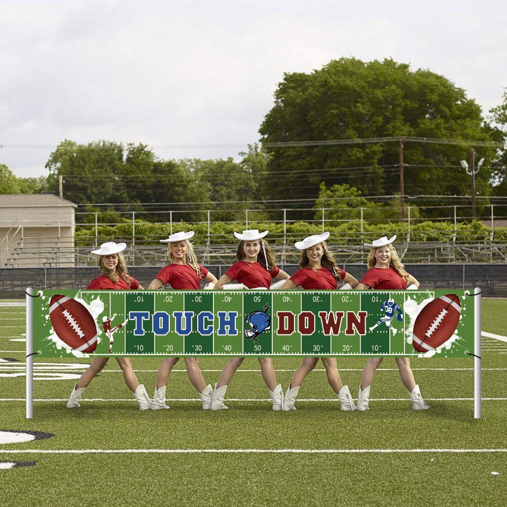 BCHOCKS Large Football Party Banner - 9.8x1.5ft Touch Down Decoration for Game Day