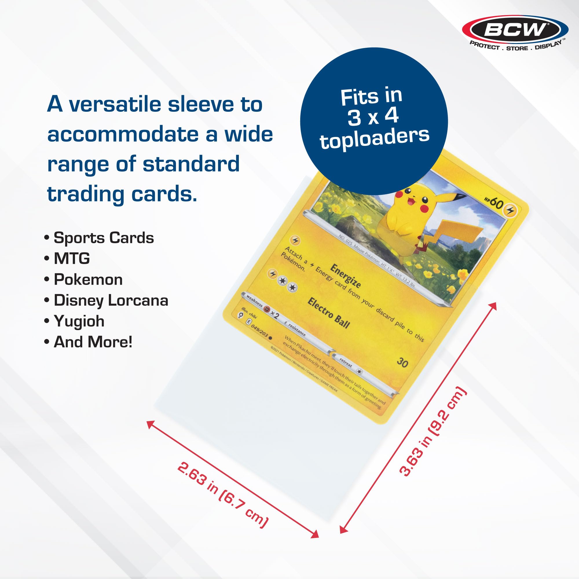 BCW 1000 Pack Crystal Clear Acid-Free Penny Sleeves for Trading Cards – 2-5/8 x 3-5/8 Inches