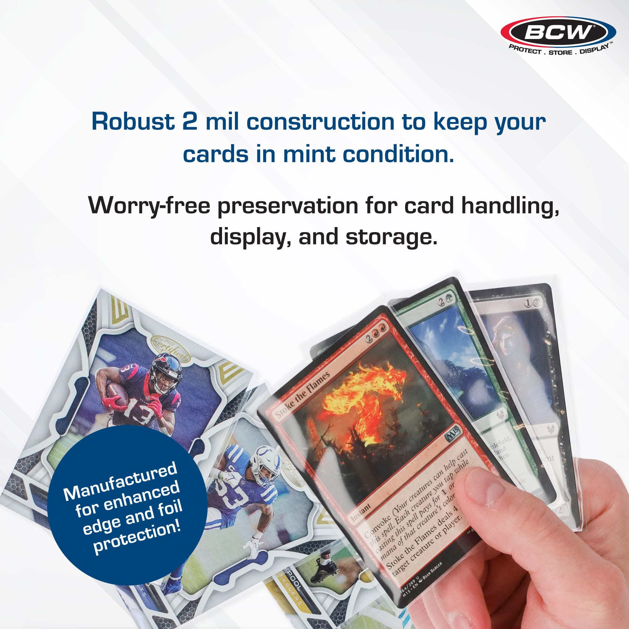 BCW 1000 Pack Crystal Clear Acid-Free Penny Sleeves for Trading Cards – 2-5/8 x 3-5/8 Inches
