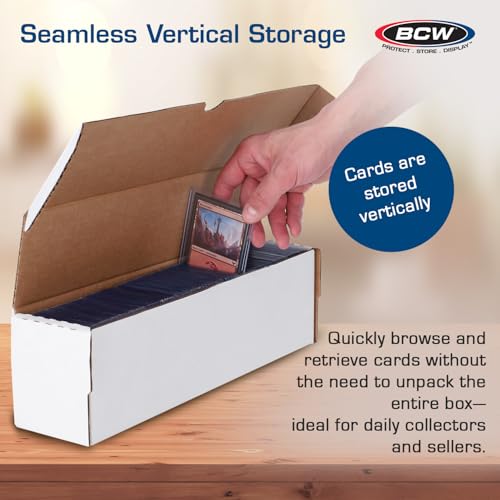 BCW 14-Inch Toploader Storage Box – Holds 210 Cards, Durable Corrugated Cardboard Organizer