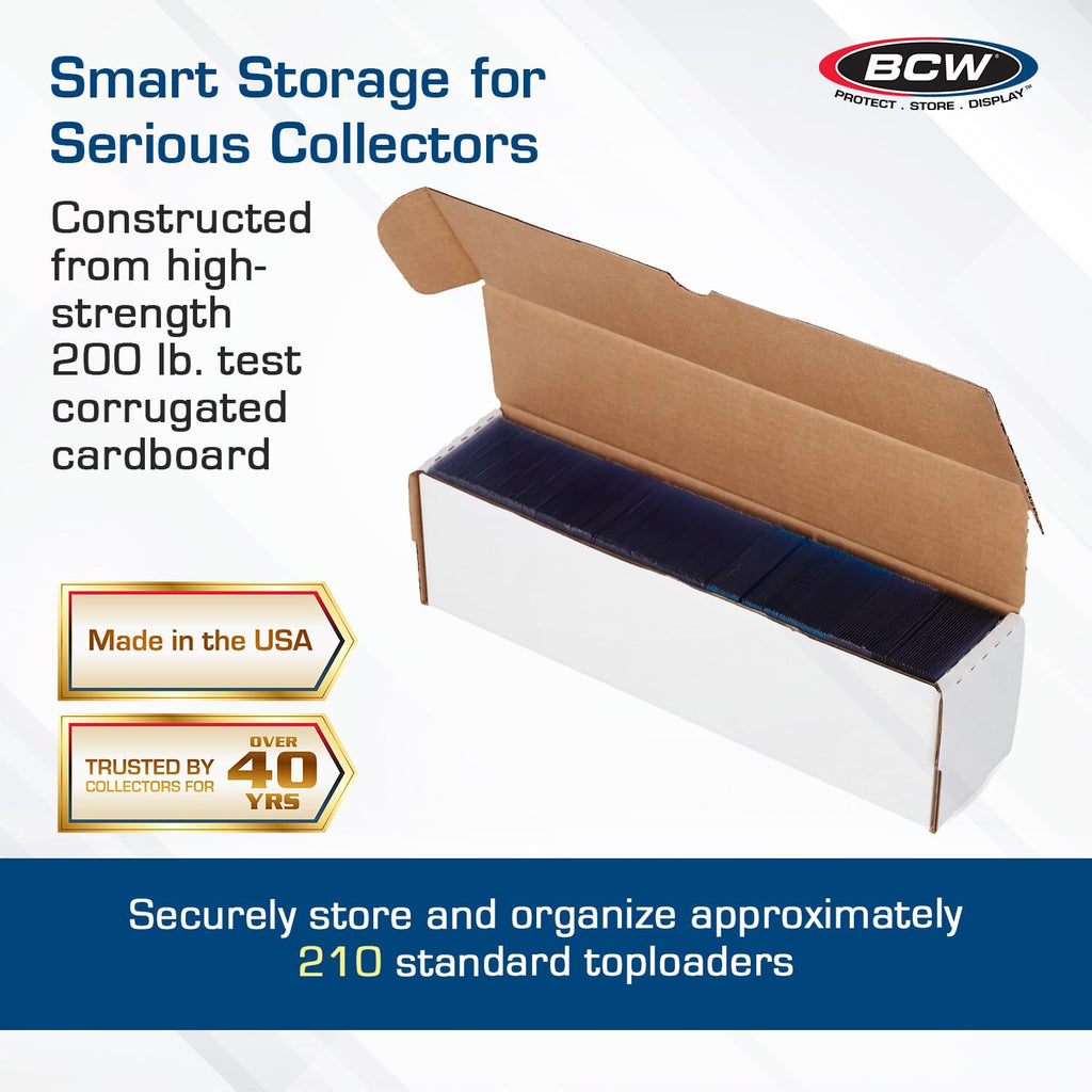 BCW 14-Inch Toploader Storage Box – Holds 210 Cards, Durable Corrugated Cardboard Organizer