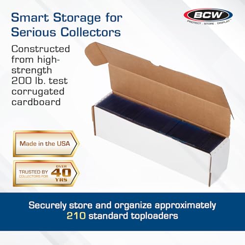 BCW 14-Inch Toploader Storage Box – Holds 210 Cards, Durable Corrugated Cardboard Organizer