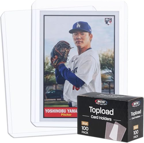 BCW 3x4 Standard Topload Card Holders – 100 Pack Rigid PVC Protectors for Trading Cards