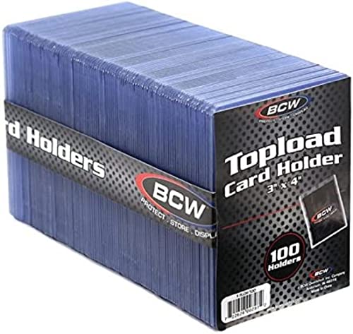 BCW 3x4 Standard Topload Card Holders – 100 Pack Rigid PVC Protectors for Trading Cards