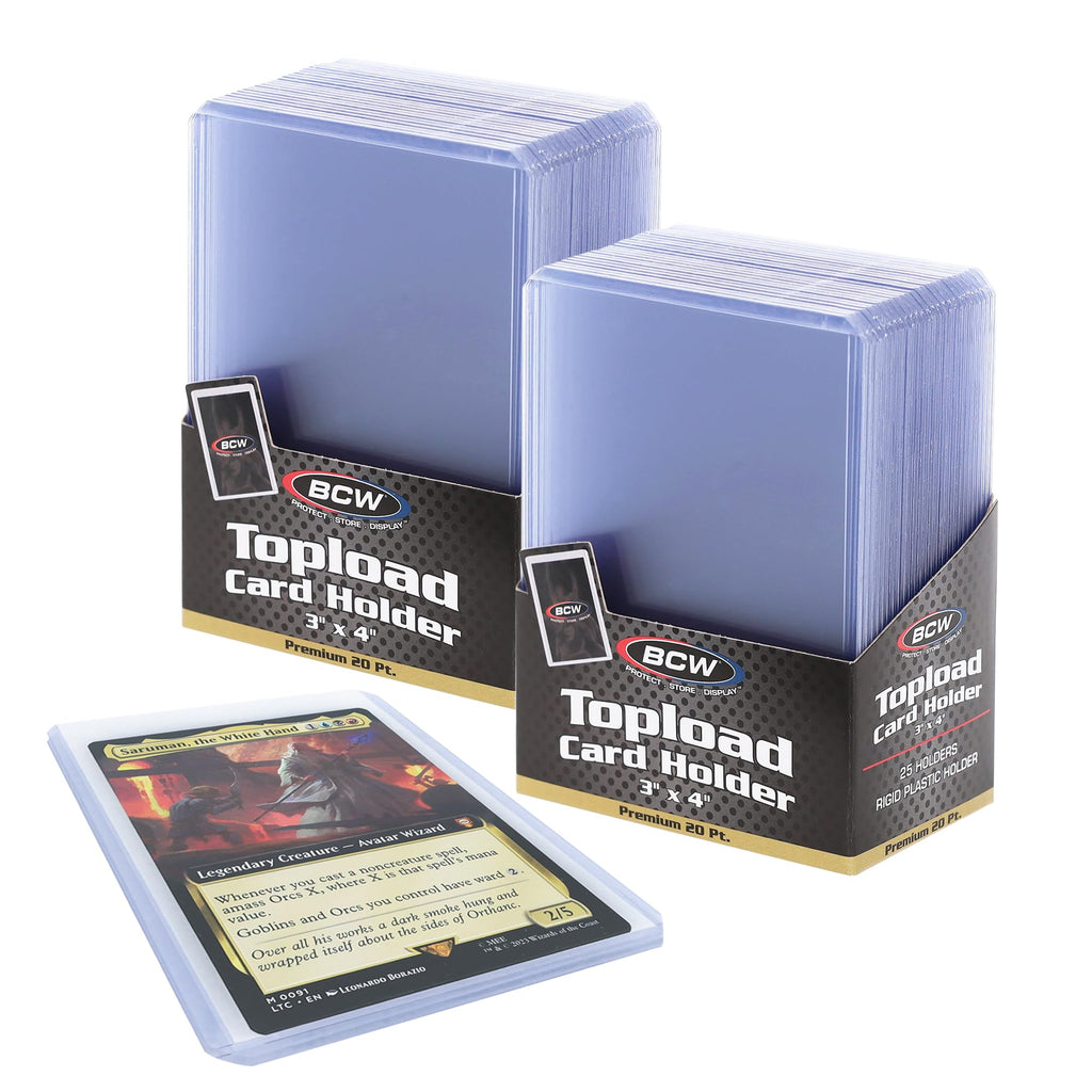 BCW 3x4 Topload Card Holder 50 Pack – 35PT Rigid PVC Protection for Trading Cards