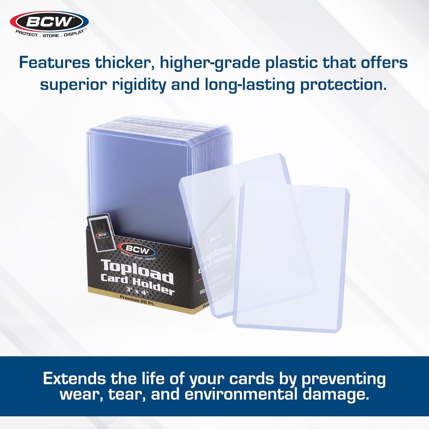 BCW 3x4 Topload Card Holder 50 Pack – 35PT Rigid PVC Protection for Trading Cards