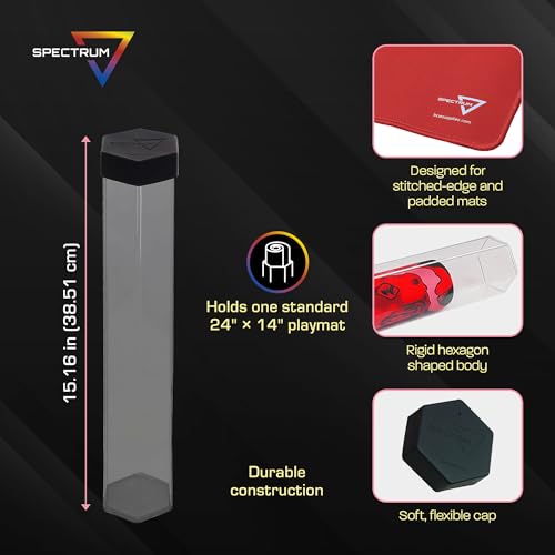 BCW Large Playmat Tube – Single Hexagon Holder for 24x14 Mats | Plastic Protective Storage for MTG, TCG