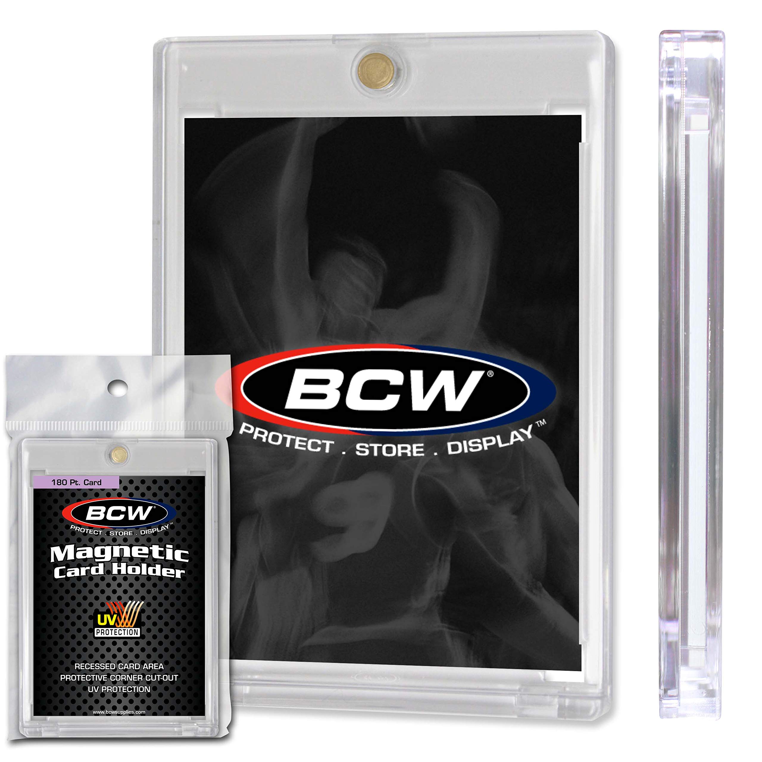 BCW Magnetic Card Holder 3 Pack - 180pt Thick Clear Protective Display Case with Gold Magnet Closure for Trading Cards, Sports, Gaming, Pokémon