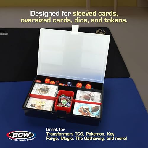 BCW Prime X4 Gaming Box – Plastic Storage for 4 Decks with Dividers & Dice Tray