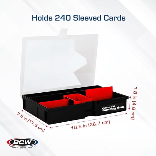 BCW Prime X4 Gaming Box – Plastic Storage for 4 Decks with Dividers & Dice Tray