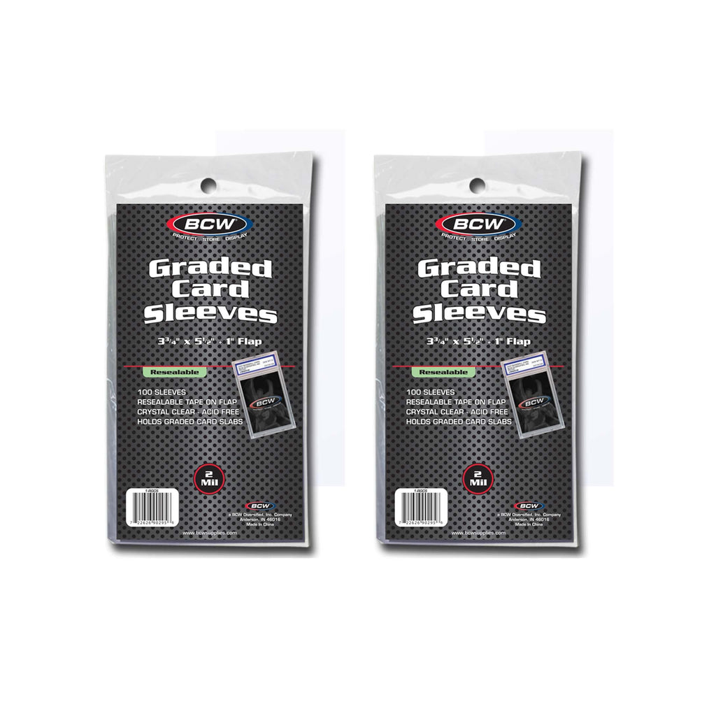 BCW Resealable Graded Card Sleeves – 200 Pack, Clear Polypropylene, Fits PSA & Beckett Slabs
