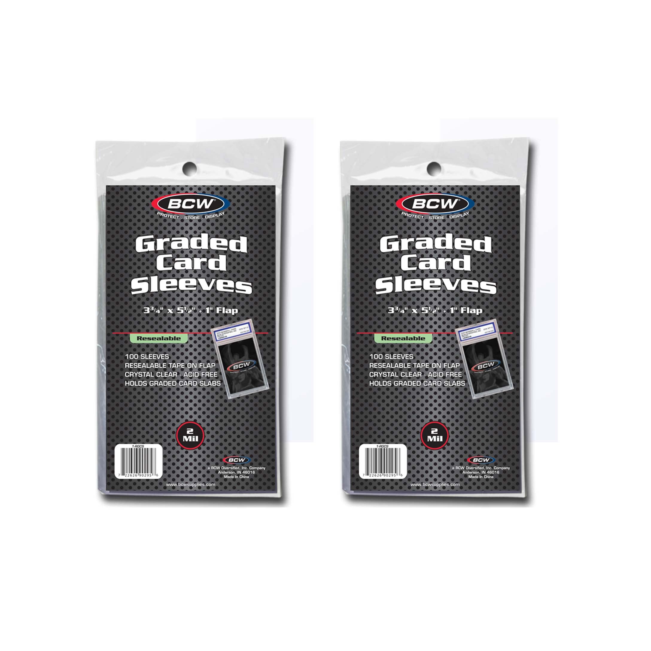 BCW Resealable Graded Card Sleeves – 200 Pack, Clear Polypropylene, Fits PSA & Beckett Slabs
