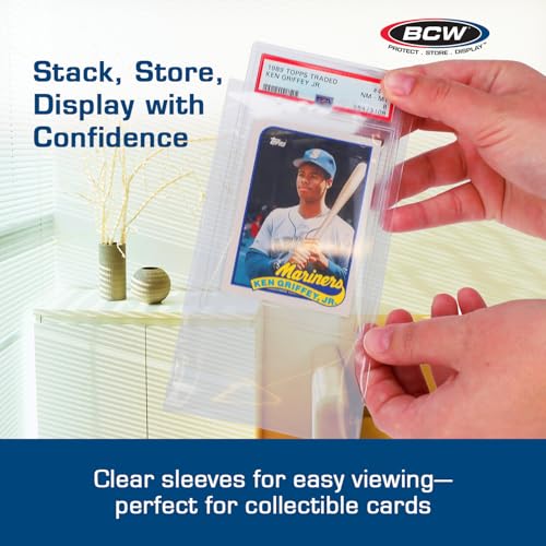 BCW Resealable Graded Card Sleeves – 200 Pack, Clear Polypropylene, Fits PSA & Beckett Slabs